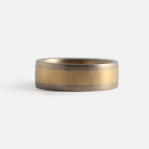 Flat Band / 7mm Wide 2-Tone By fitzgerald jewelry in WEDDING Category