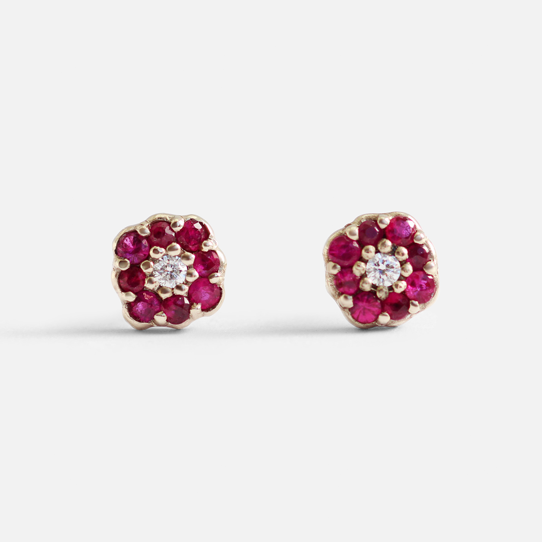 Flower Cluster / Ruby Studs By fitzgerald jewelry