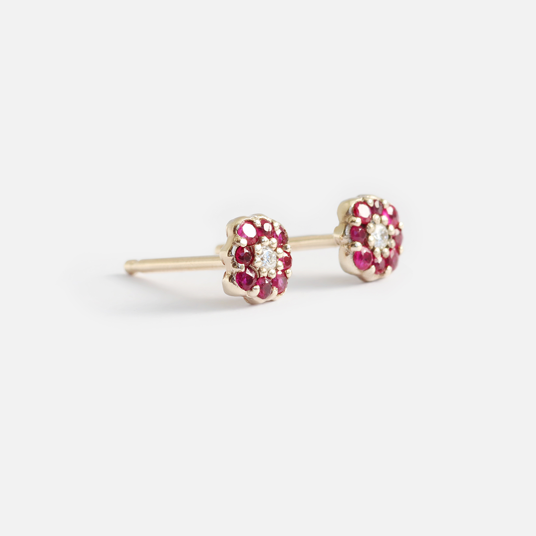Flower Cluster / Ruby Studs By fitzgerald jewelry
