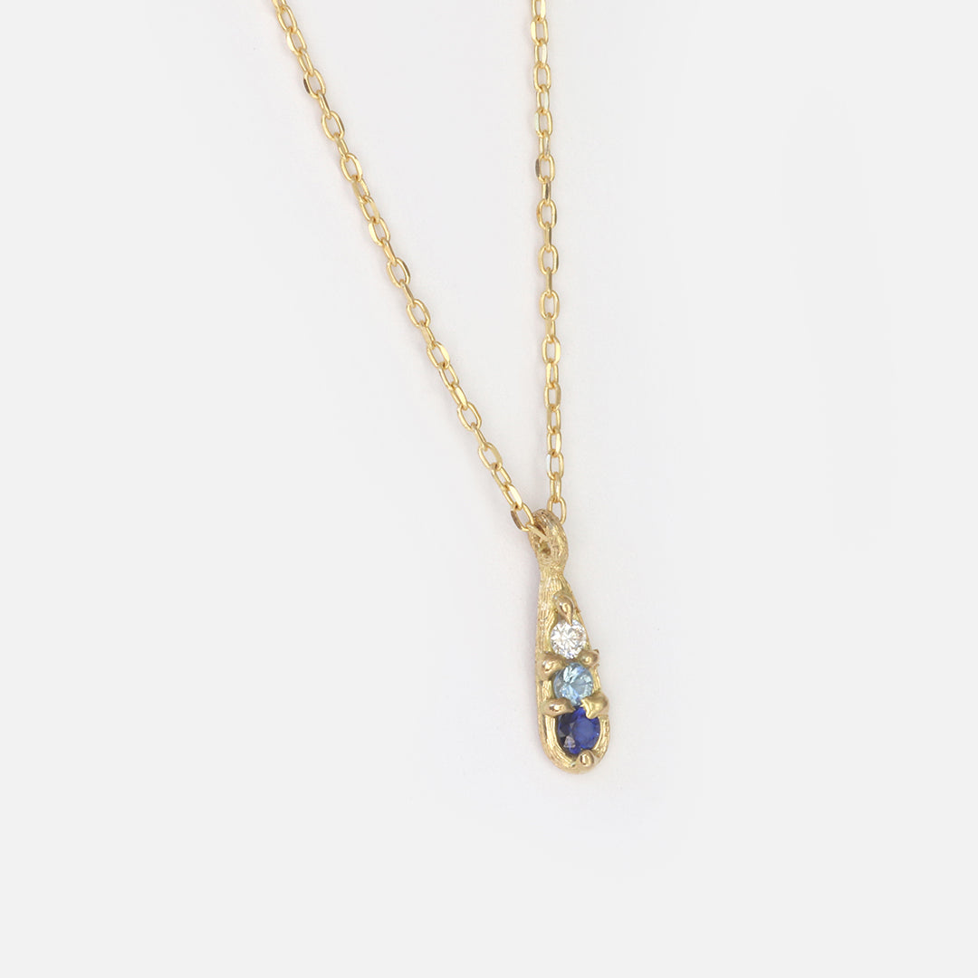 Silk / Gradient Sapphire + Diamond Pendant By Hiroyo
