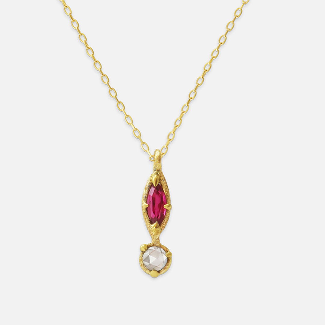 Silk / Ruby + Milky Diamond Pendant By Hiroyo