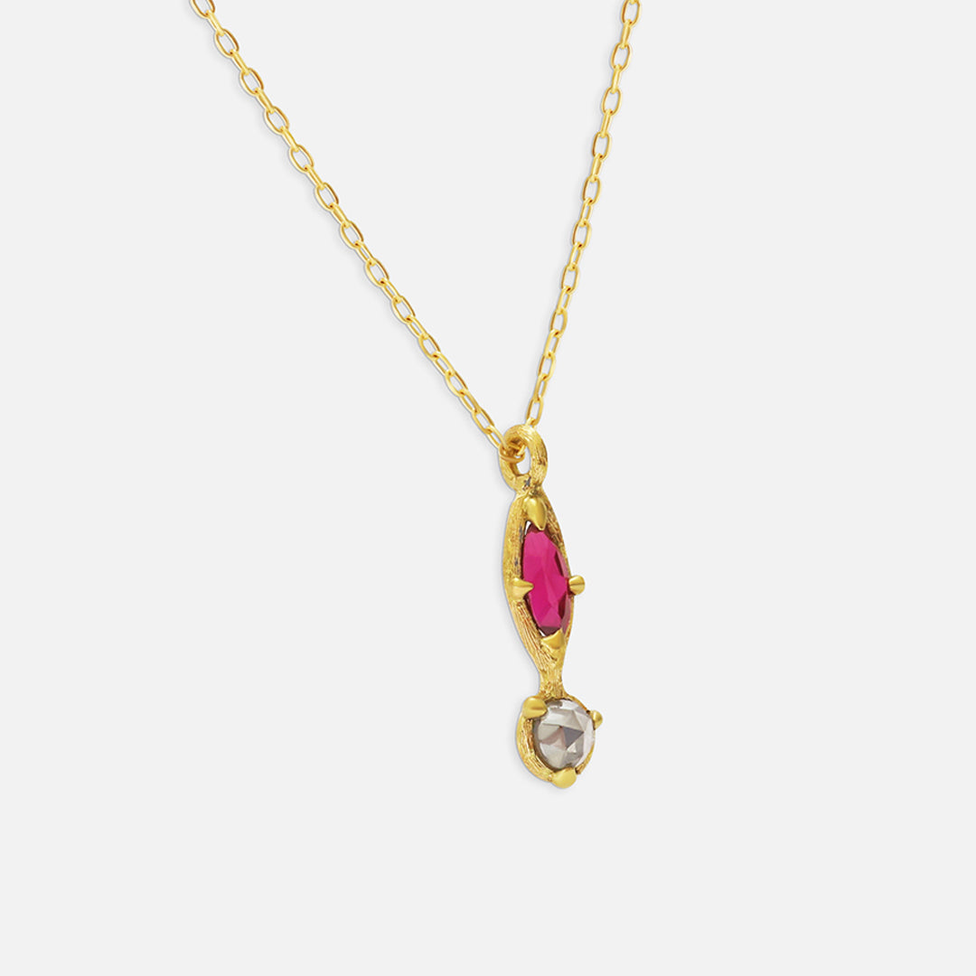 Silk / Ruby + Milky Diamond Pendant By Hiroyo