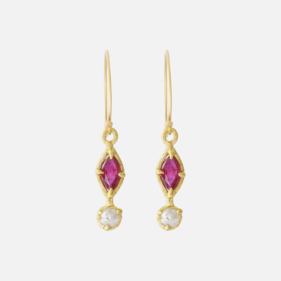 Silk / Ruby + Milky Diamond Earrings By Hiroyo