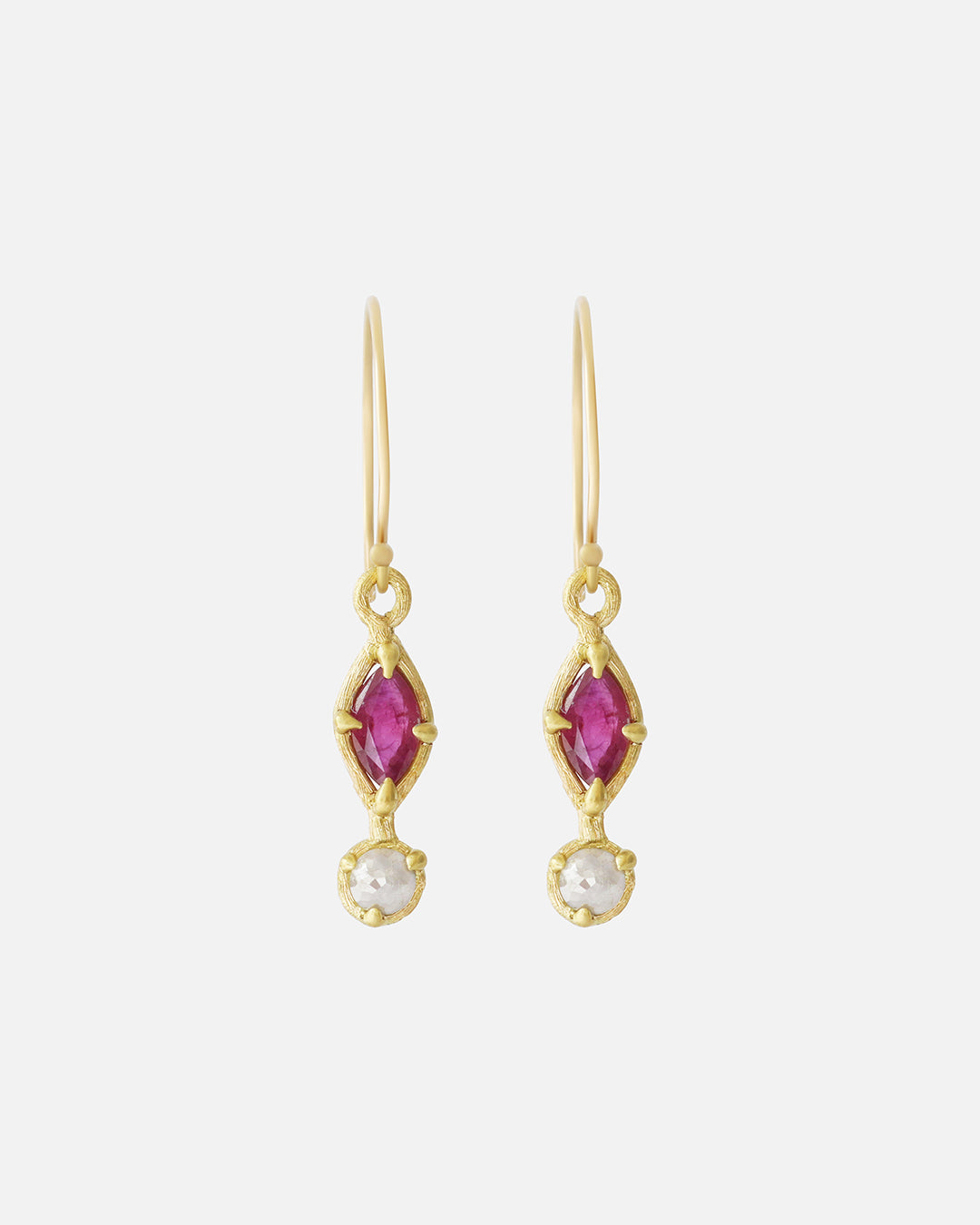 Silk / Ruby + Milky Diamond Earrings By Hiroyo