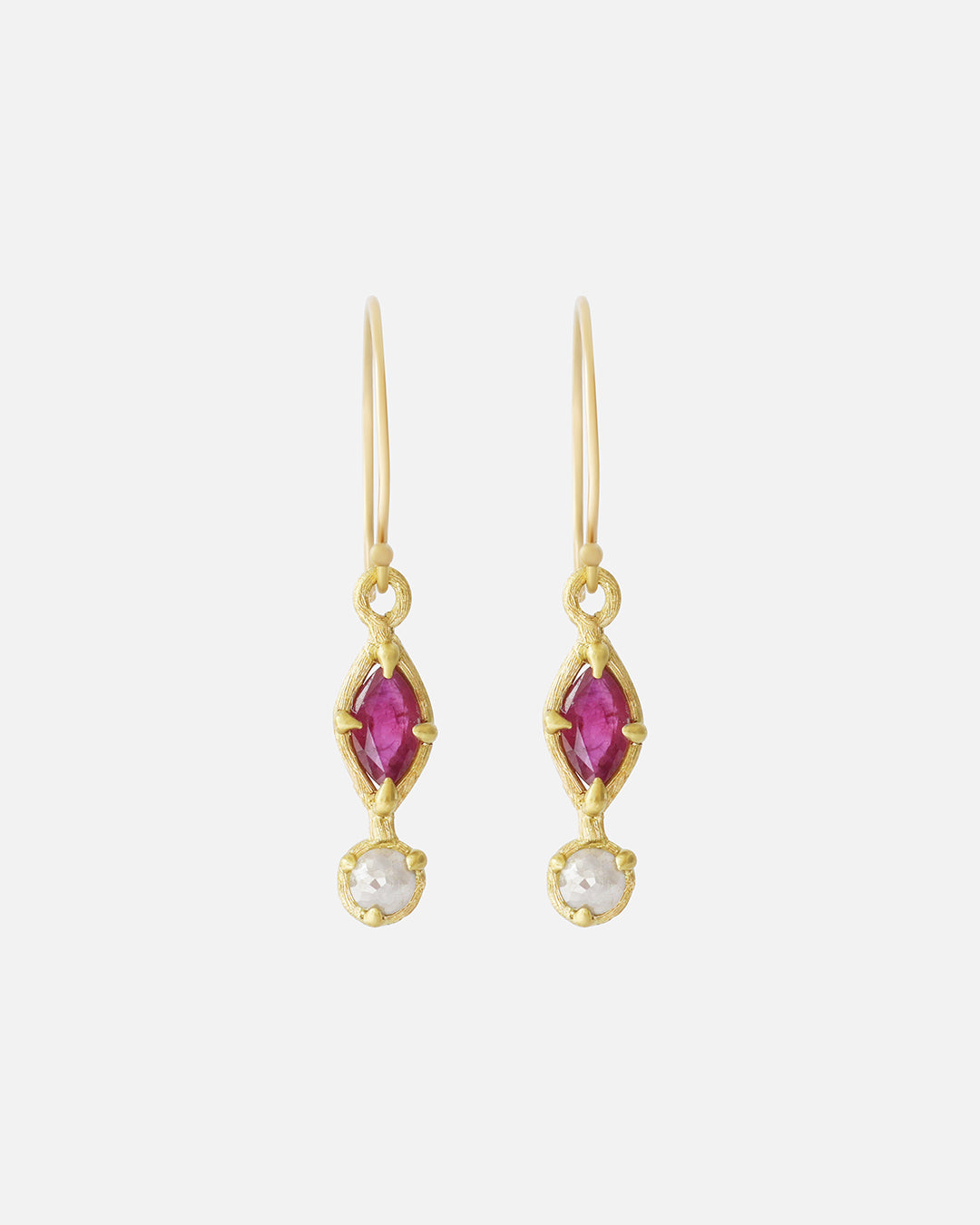 Silk / Ruby + Milky Diamond Earrings By Hiroyo in earrings Category