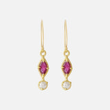 Silk / Ruby + Milky Diamond Earrings By Hiroyo in earrings Category
