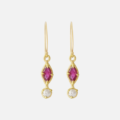 Silk / Ruby + Milky Diamond Earrings By Hiroyo in earrings Category