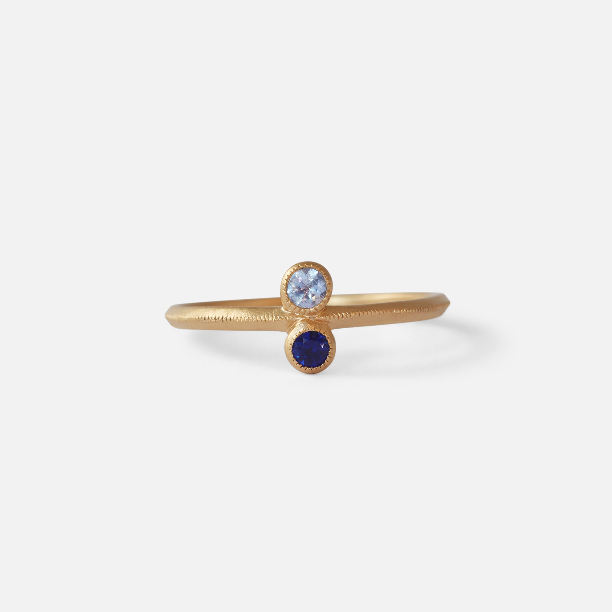 Melee Ball / Toi et Moi / Blue and Light Blue Sapphire Ring By fitzgerald jewelry in rings Category