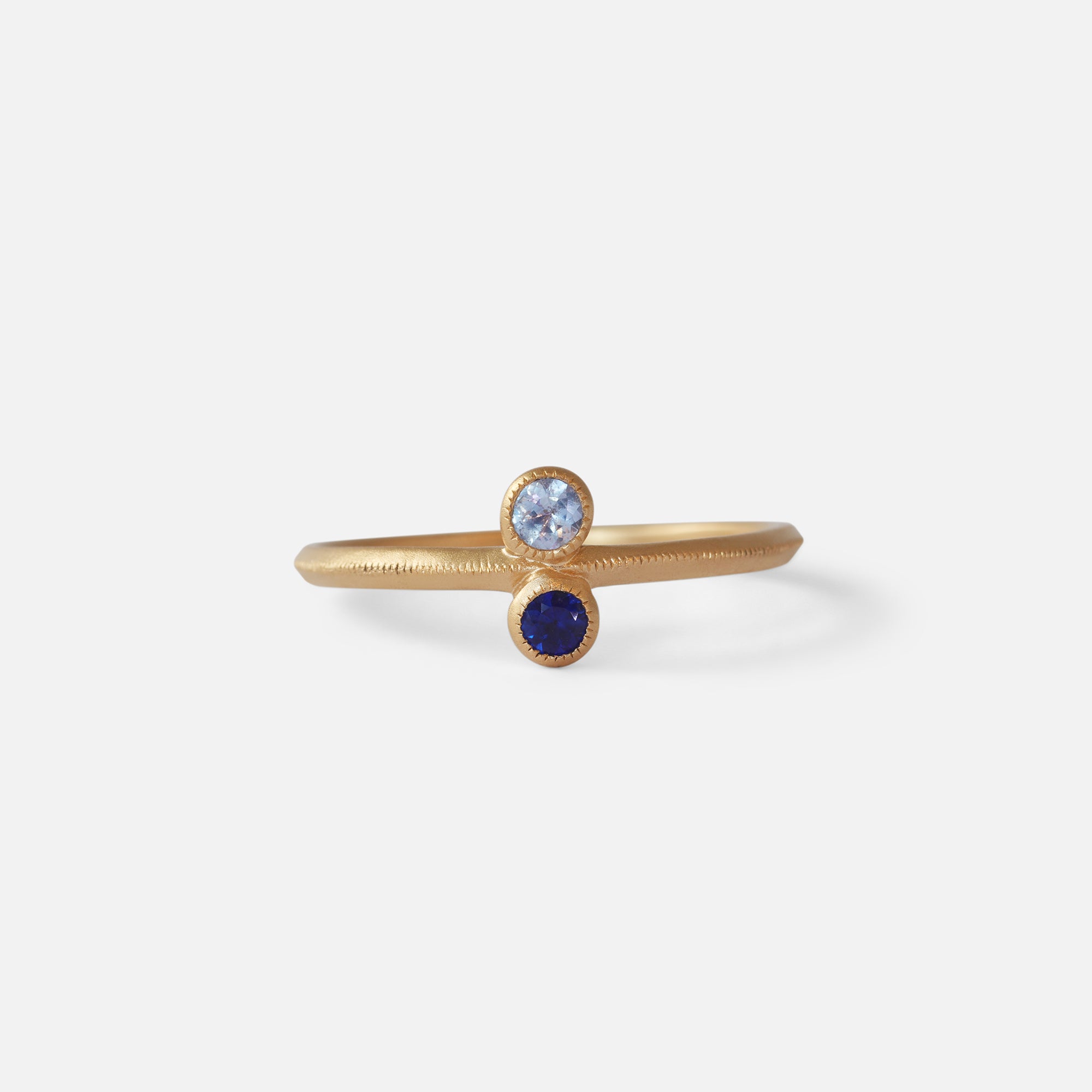 Melee Ball / Toi et Moi / Blue and Light Blue Sapphire Ring By fitzgerald jewelry