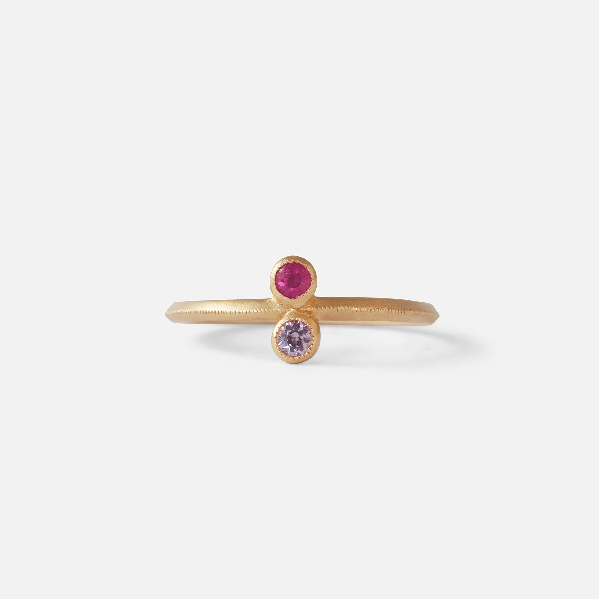 Melee Ball / Toi et Moi / Ruby and Pink Sapphire Ring By fitzgerald jewelry