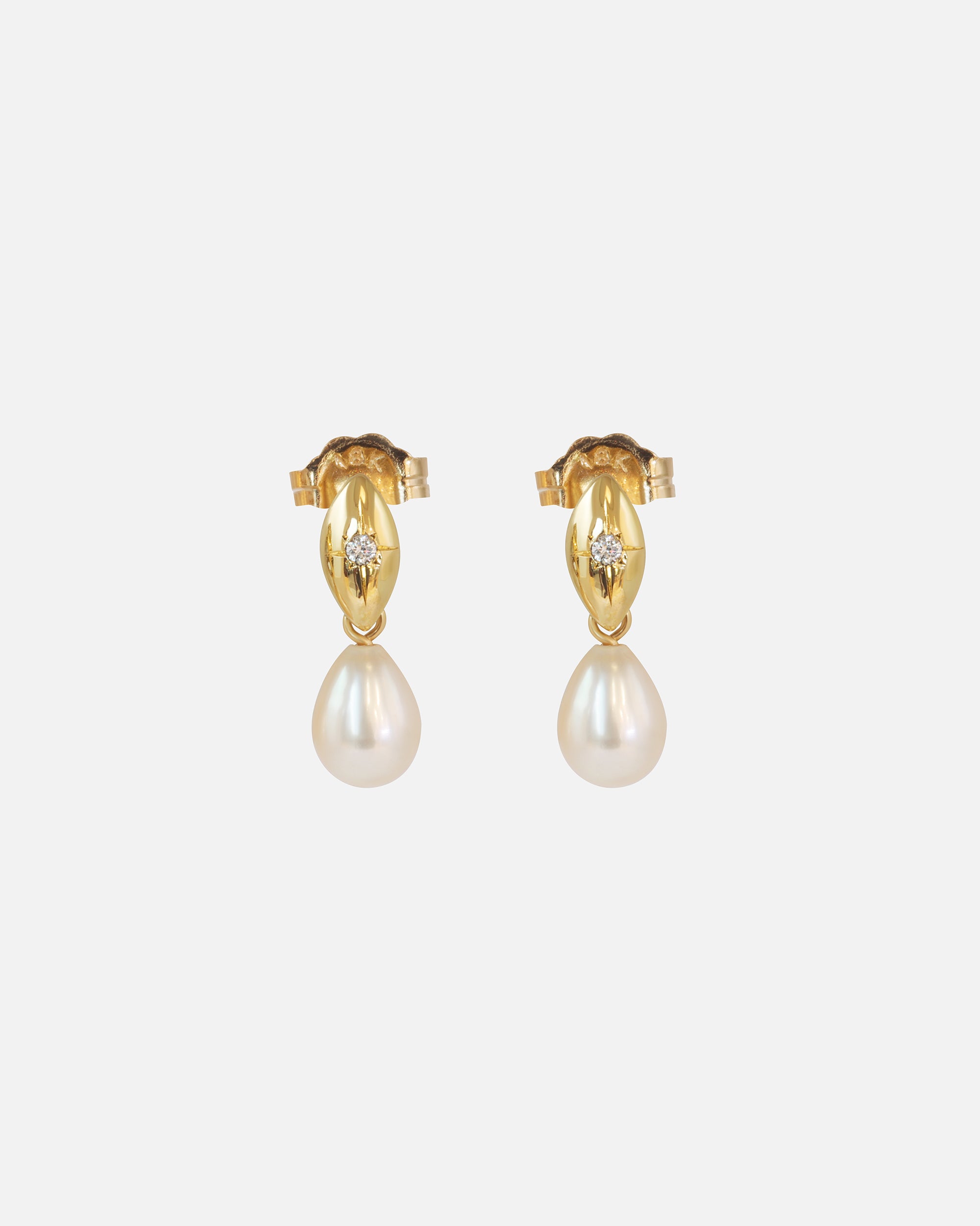 Umi / Rice Shaped with Fresh Water Pearl Earrings By Hiroyo