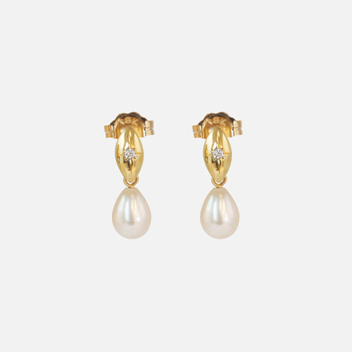 Umi / Rice Shaped with Fresh Water Pearl Earrings By Hiroyo in earrings Category