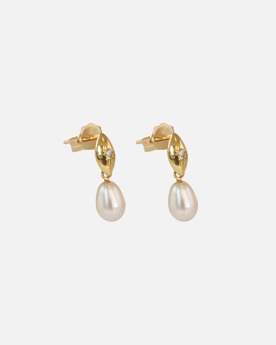 Umi / Rice Shaped with Fresh Water Pearl Earrings By Hiroyo in earrings Category