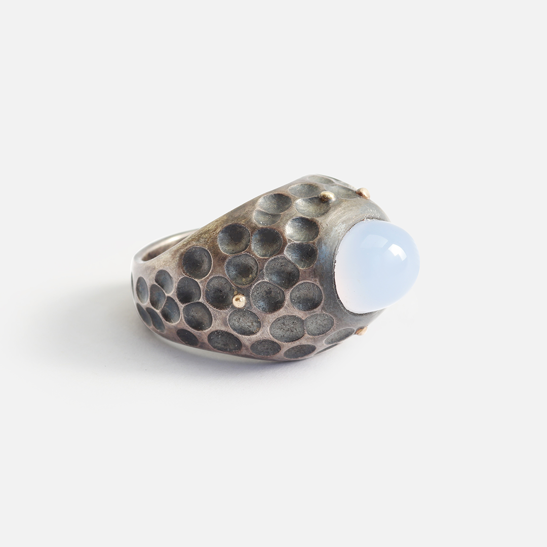 Honeycomb / Chalcedony Ring By fitzgerald jewelry in rings Category