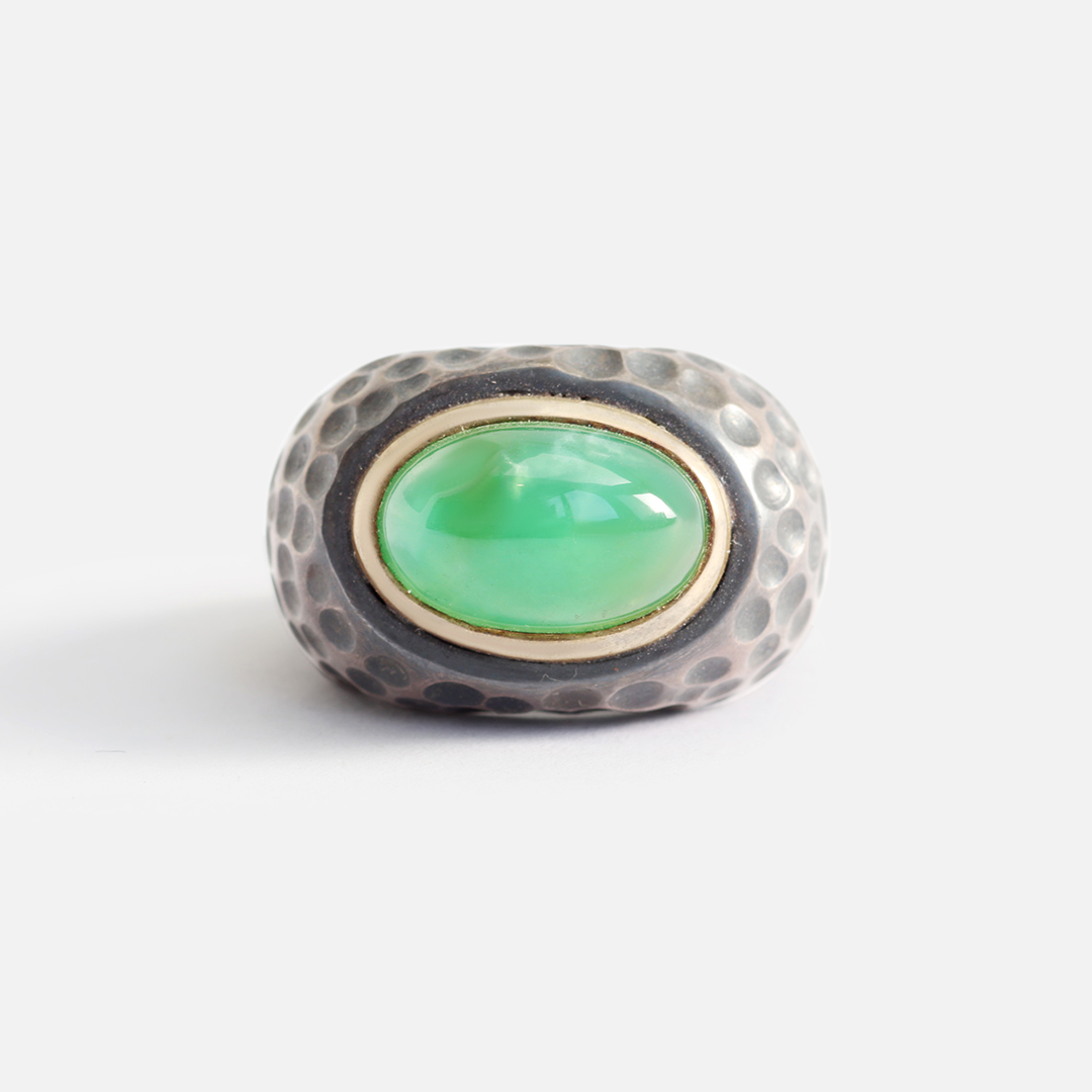 Honeycomb / Chrysoprase Ring By fitzgerald jewelry in rings Category
