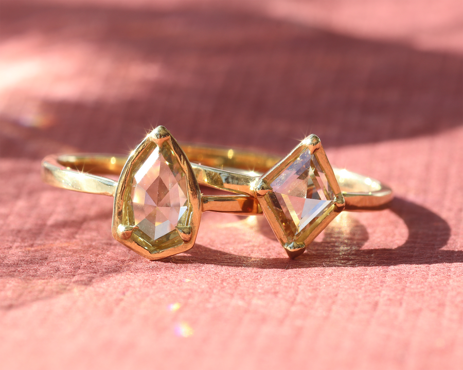 Dew 29 / Rose Cut Pear Champagne Diamond By Hiroyo in ENGAGEMENT Category