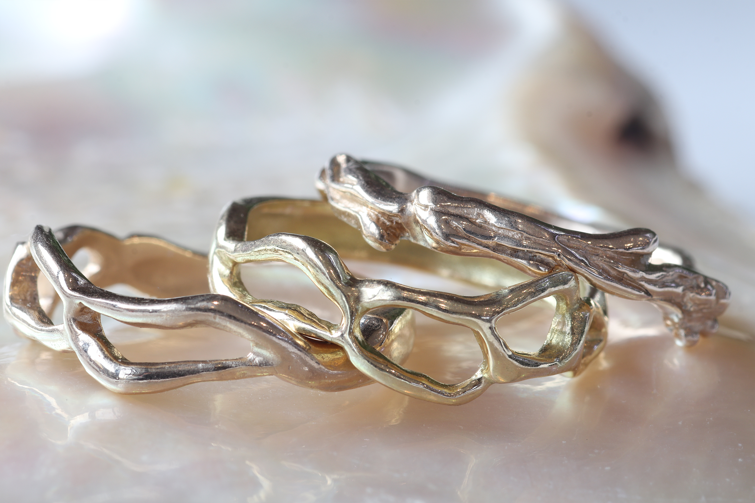 White Water Ring Ready To Ship 14k Yellow Gold 7.75 By Young Sun Song in rings Category