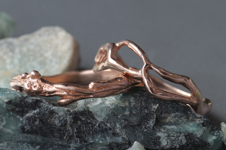 White Water Ring Ready To Ship 14k Rose Gold 7.75 By Young Sun Song in rings Category