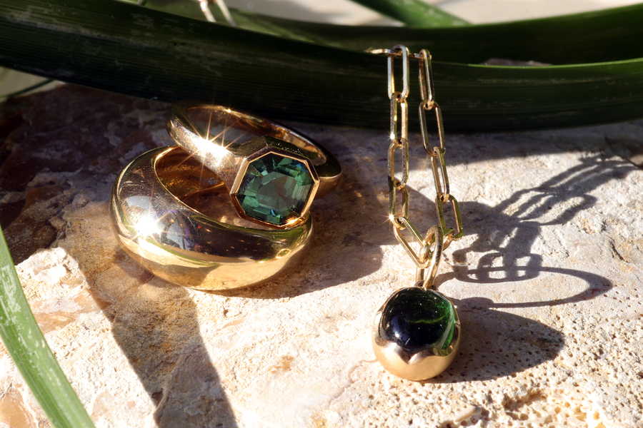Green Tourmaline and Large Paperclip / Necklace By Bree Altman in pendants Category