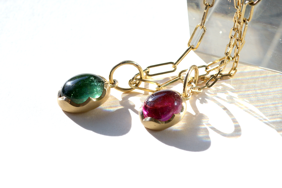 Green Tourmaline and Large Paperclip / Necklace By Bree Altman in pendants Category