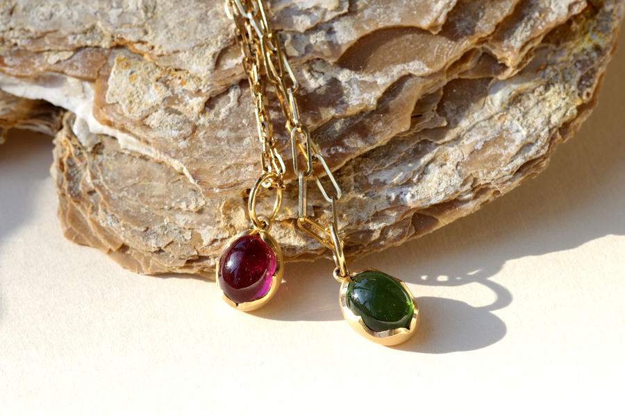 Green Tourmaline and Large Paperclip / Necklace By Bree Altman in pendants Category
