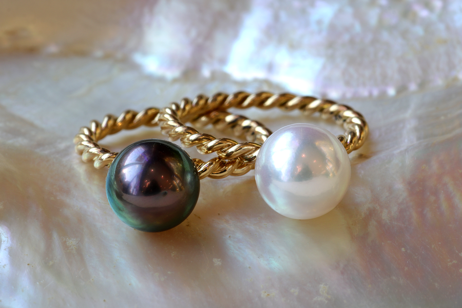Twisted Band Tahitian Pearl Ring By Bree Altman in rings Category