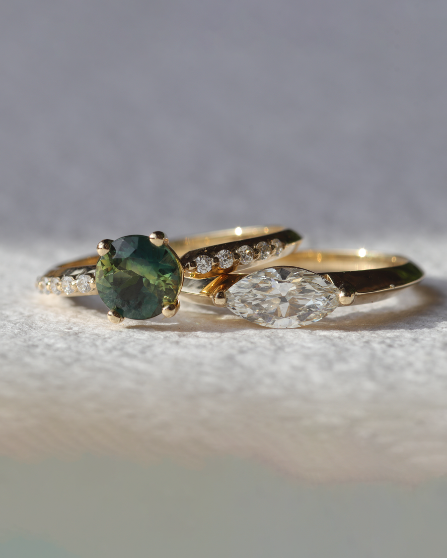 Simone / Sapphire and Diamonds Ring By Casual Seance in ENGAGEMENT Category
