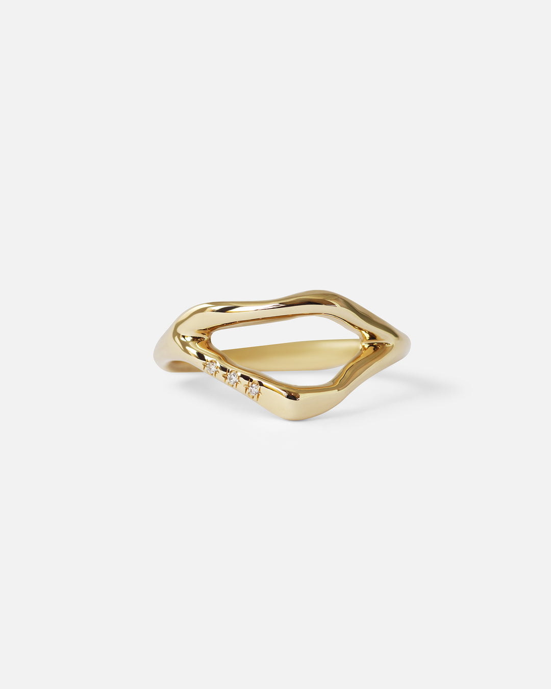 Kestrel Dillon - Split Root Ring - Three Diamond Hammered Ring ...