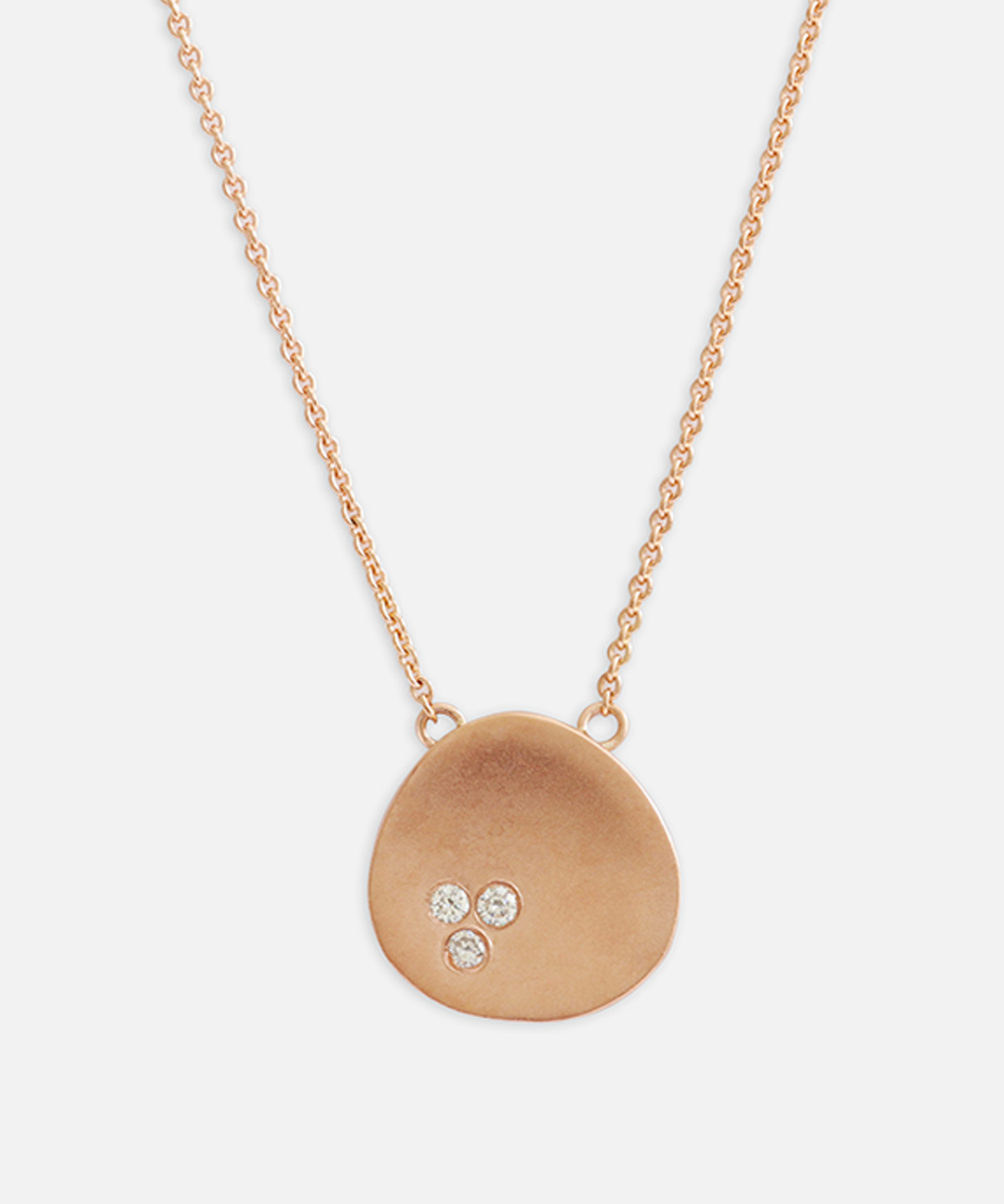 Leaf / Large Rose Gold + Diamonds Pendant By Hiroyo