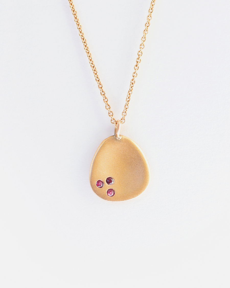 Leaf / Small Rose Gold + Rubies Pendant By Hiroyo in pendants Category