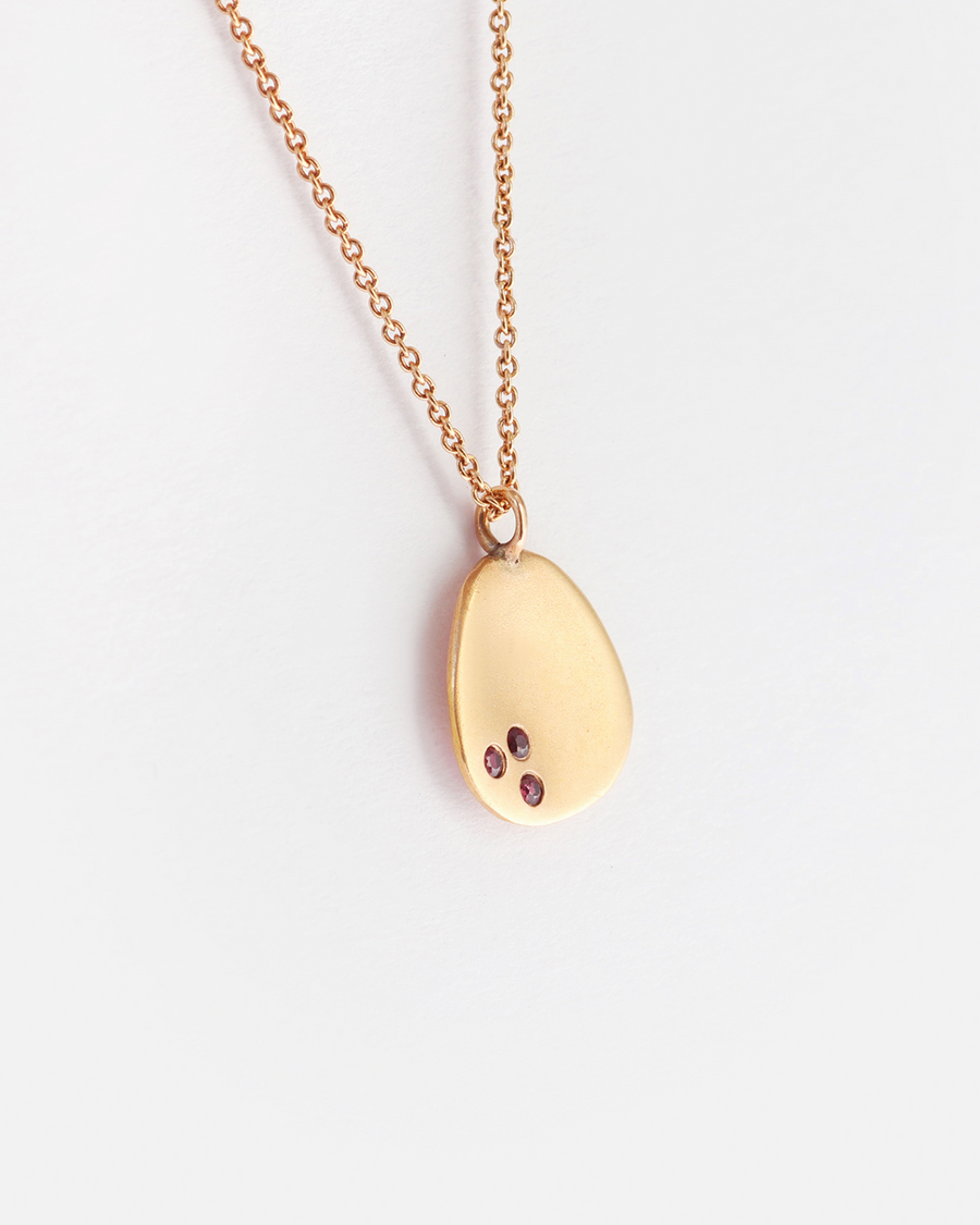 Leaf / Small Rose Gold + Rubies Pendant By Hiroyo in pendants Category