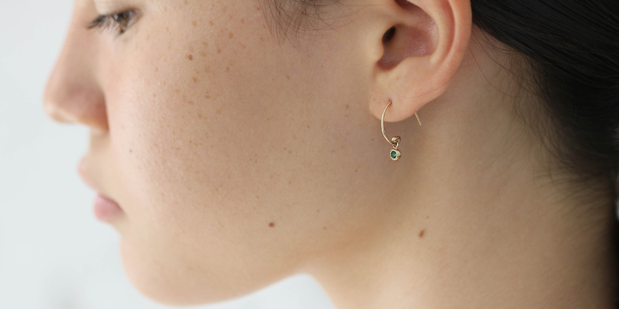 Melee Ball Loop / Emerald Earrings By Hiroyo in earrings Category