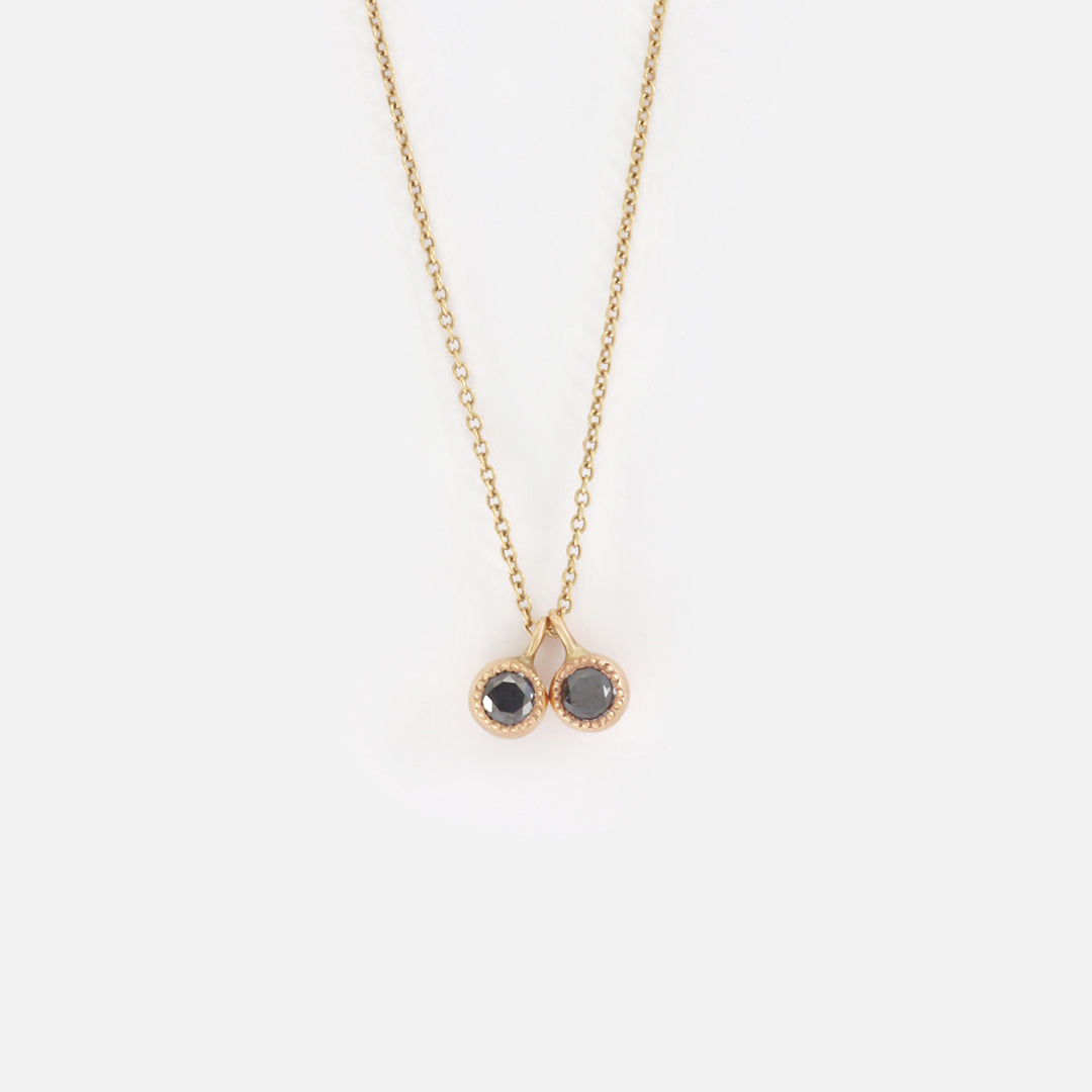 Melee 10 / Double Black Diamonds Pendant By Hiroyo