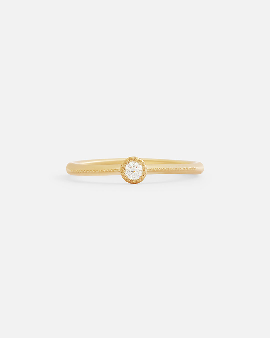 Melee Ball / White Diamond Ring Ready To Ship 14k Yellow Gold with Sandblasted Finish 5.25 By Hiroyo in rings Category