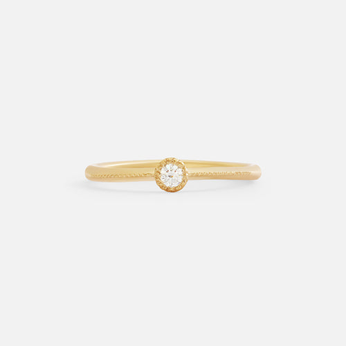 Melee Ball / White Diamond Ring Ready To Ship 14k Yellow Gold in Size 5.25 with Sandblasted Finish By Hiroyo in rings Category