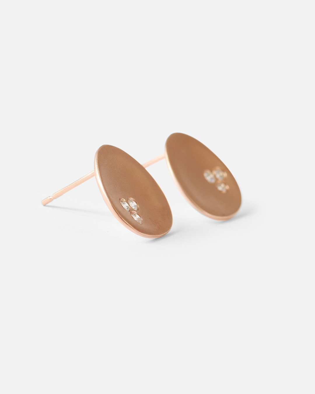 Leaf / Mini Rose Gold + Diamond Studs By Hiroyo in earrings Category