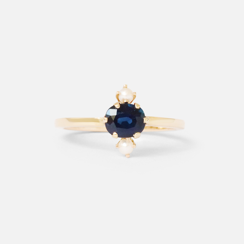Sapphire + Pearls Ring By Nishi in ENGAGEMENT Category