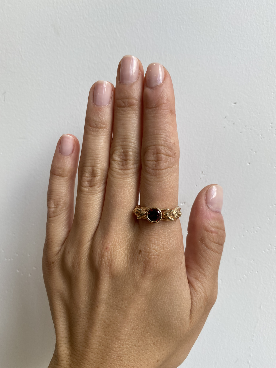 Rough Water Ring / Burmese Garnet By O Channell Designs in ENGAGEMENT Category