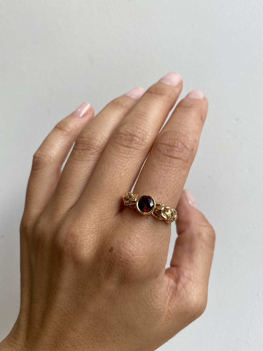 Rough Water Ring / Burmese Garnet By O Channell Designs in ENGAGEMENT Category