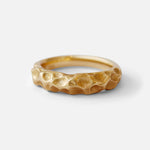 Front view of Rough Water Band / Thick By O Channell Designs in 14k yellow gold