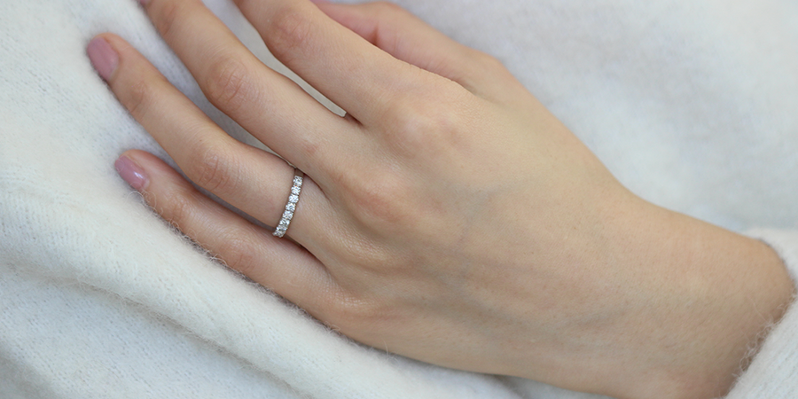 Orbit Band / Medium Pave 12 White Diamonds By Hiroyo in WEDDING Category