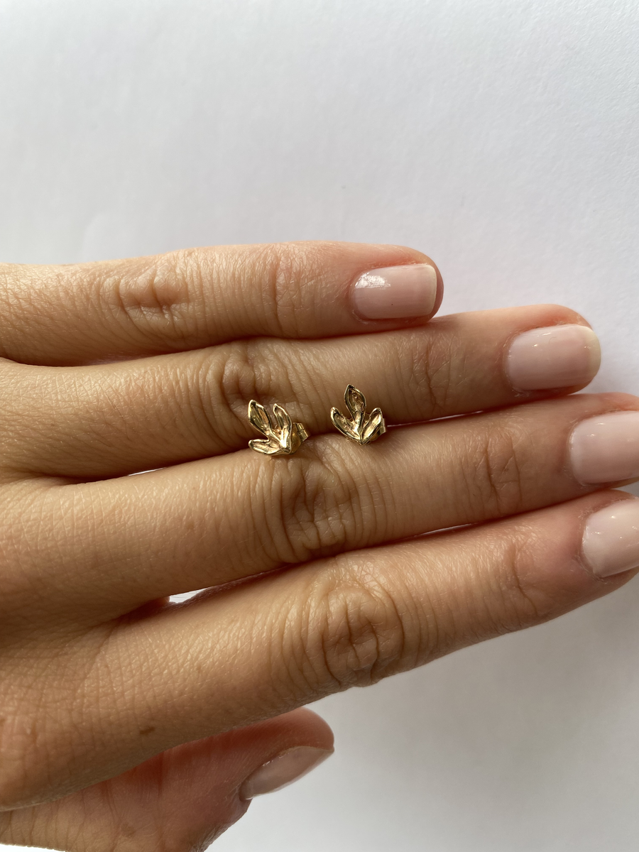 Leaf / Yellow Studs By O Channell Designs in earrings Category