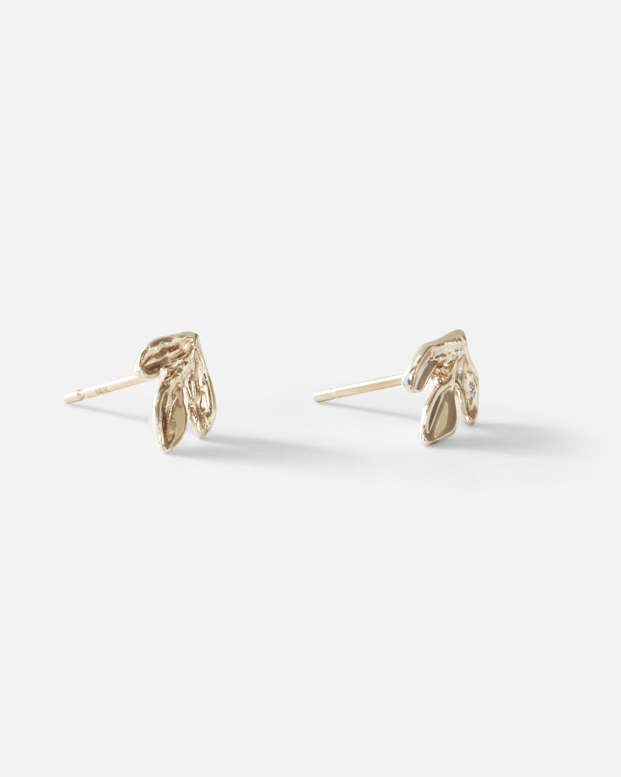 Leaf / White Studs By O Channell Designs in earrings Category