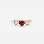 Pave 3 Stones / Ruby + Milky Diamonds By fitzgerald jewelry