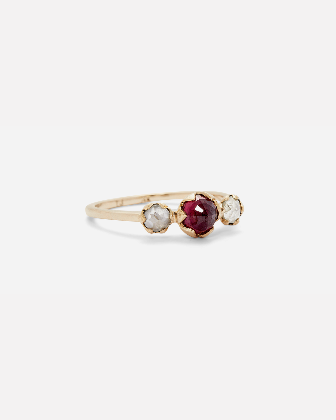 Pave 3 Stones / Ruby + Milky Diamonds By fitzgerald jewelry