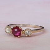 Pave 3 Stones / Ruby + Milky Diamonds By fitzgerald jewelry