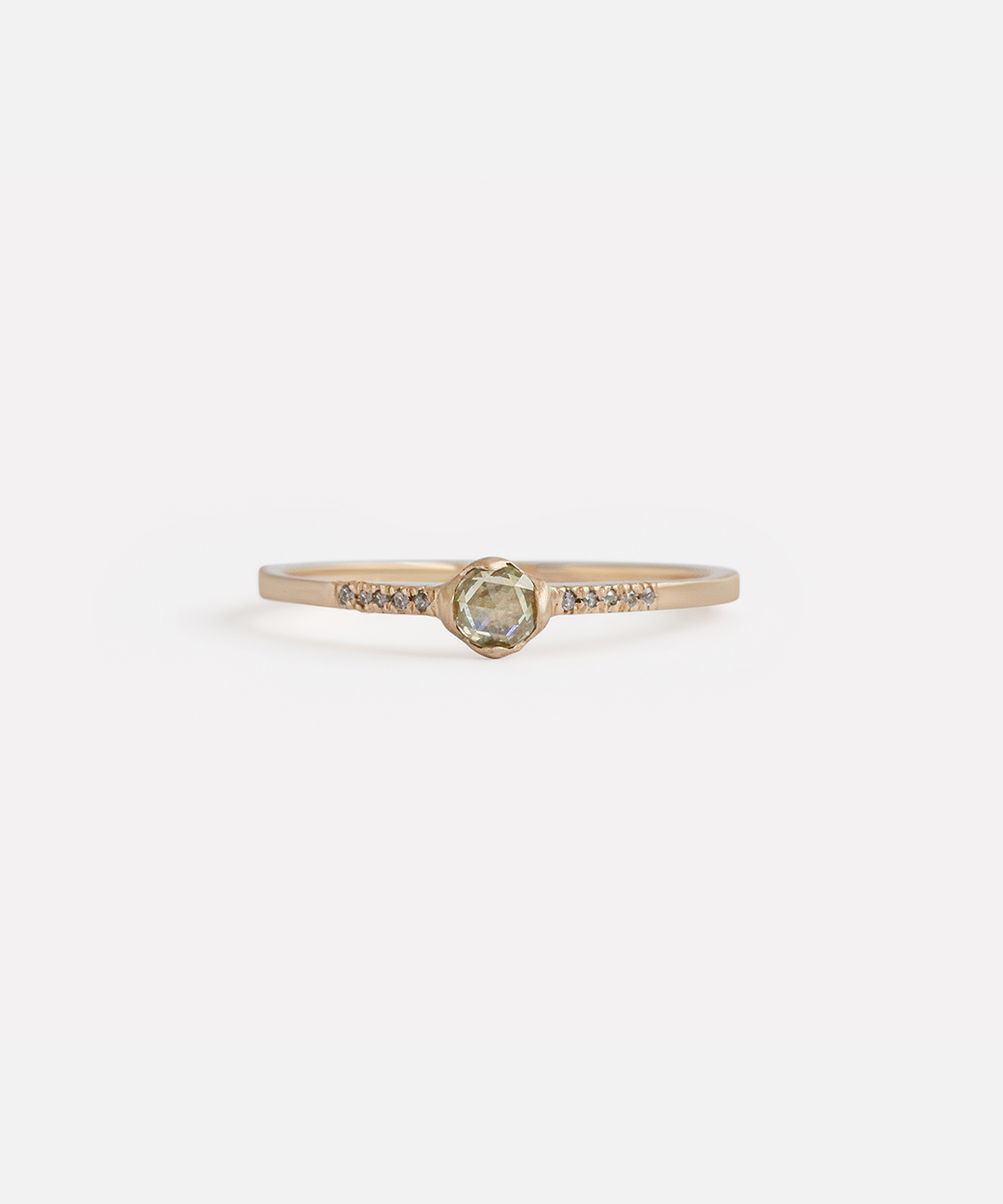 Pave / 3mm Yellowish Rose cut Diamond By fitzgerald jewelry