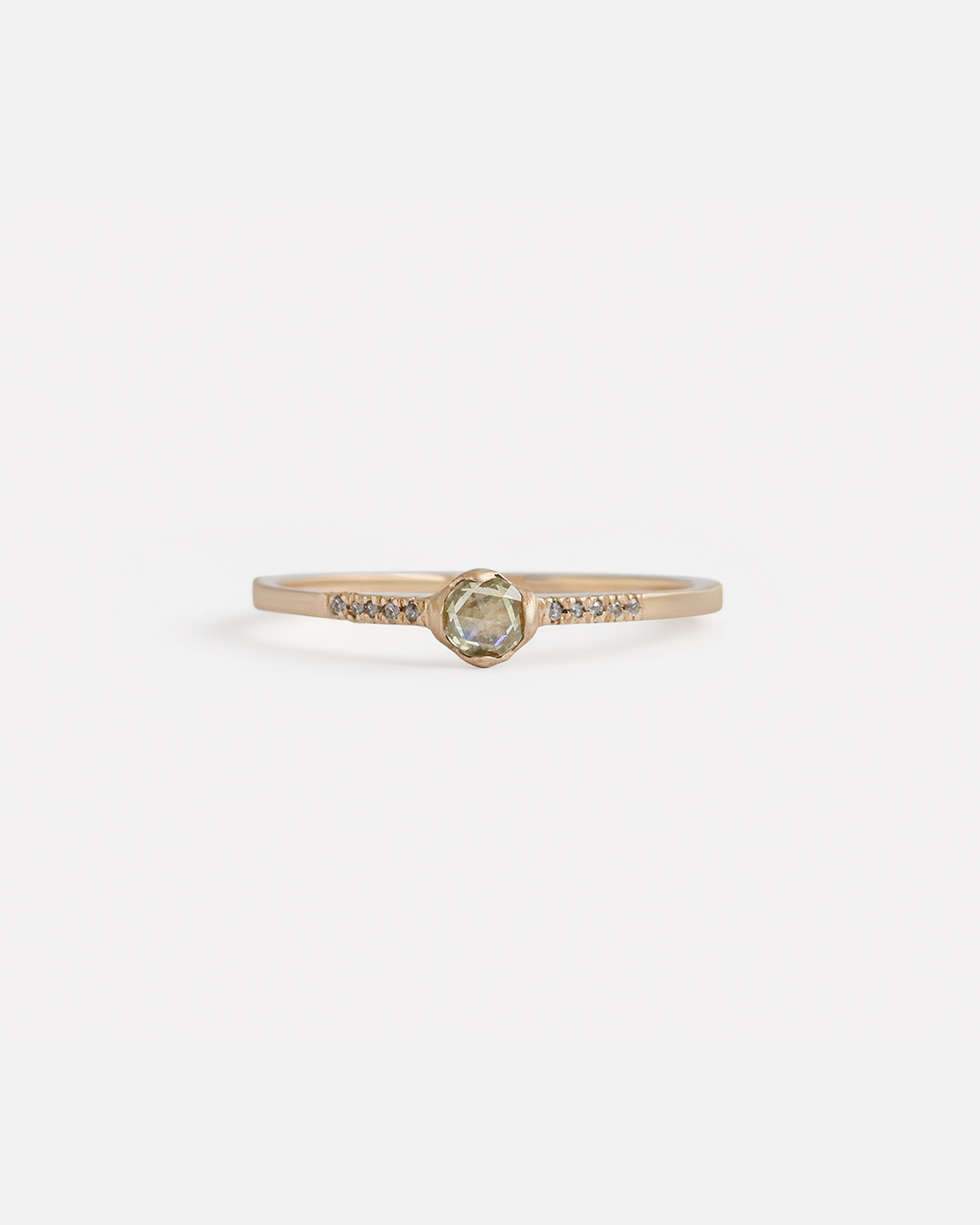 Pave / 3mm Yellowish Rose cut Diamond By fitzgerald jewelry