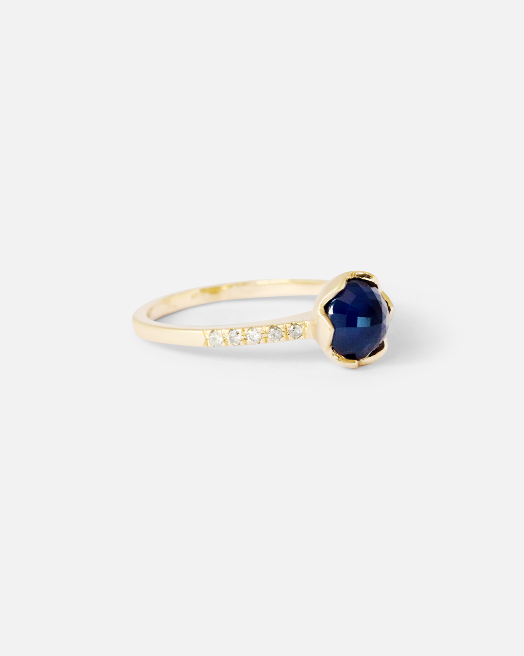 Pave / 6.5mm Blue Sapphire Ring By fitzgerald jewelry in Engagement Rings Category