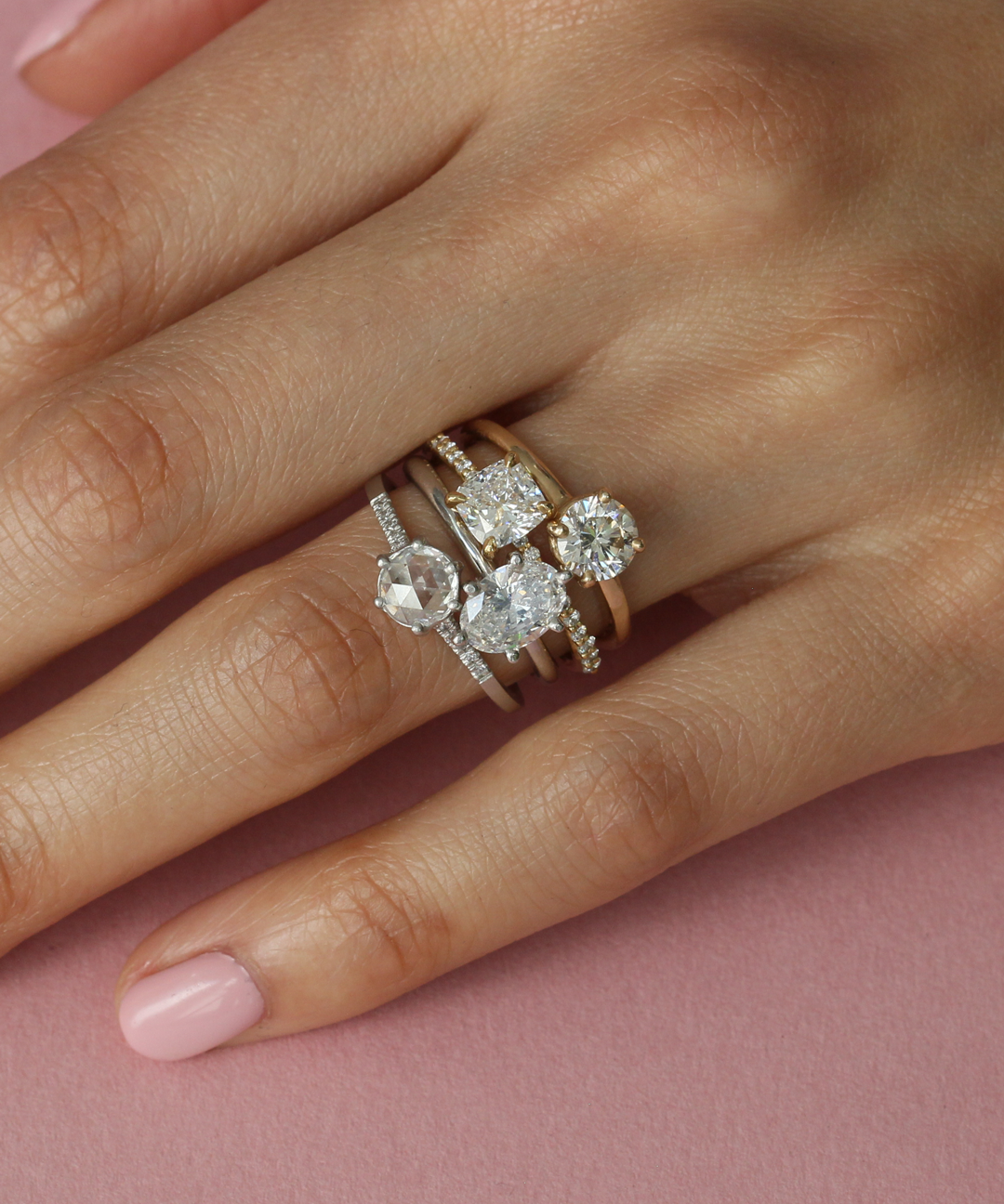 Lara / White Cushion + Pave Ring By fitzgerald jewelry